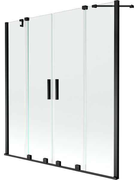 Mexen Velar Duo vanová zástěna 2-křídlová posuvná 140 x 150 cm, transparentní, černá - 896-140-000-02-70
