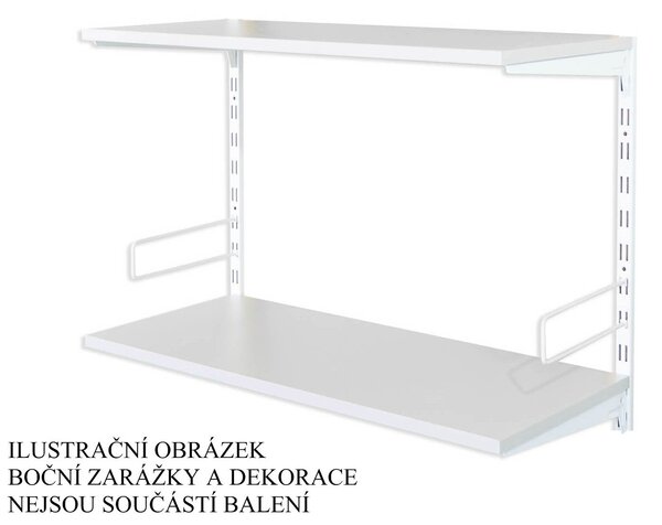 Biedrax Nástěnný regál základní 20 x 60 x 50 cm, bílý - 2 police šedá