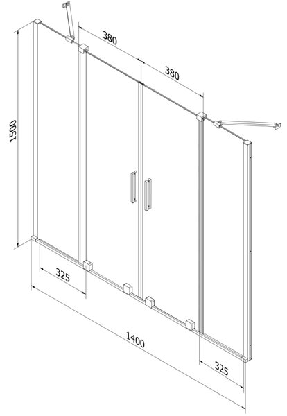 Mexen Velar Duo, 2-křídlová posuvná vanová zástěna 140 x 150 cm, 8mm čiré sklo, bílý profil, 896-140-000-02-20