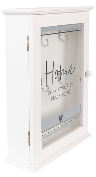 Bílá dřevěná nástěnná skříňka na klíče Home - 20*6*27 cm