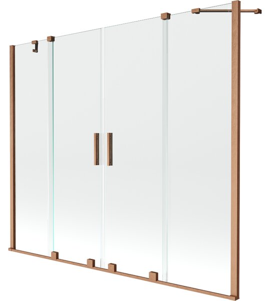 Mexen Velar Duo vana paraván 2-křídlý posuvný 200 x 150 cm, transparentní, kartáčovaná měď - 896-200-000-02-65