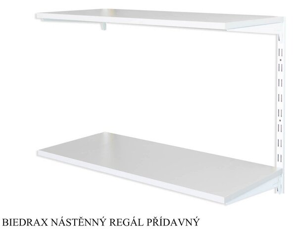 Biedrax Nástěnný regál přídavný 20 x 80 x 50 cm, bílý - 2 police šedá