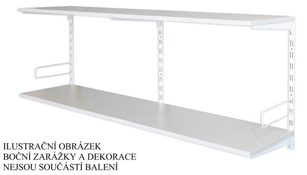 Biedrax Nástěnný regál základní 20 x 60 x 50 cm, bílý - 2 police šedá