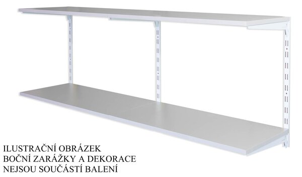 Biedrax Nástěnný regál základní 20 x 60 x 50 cm, bílý - 2 police šedá