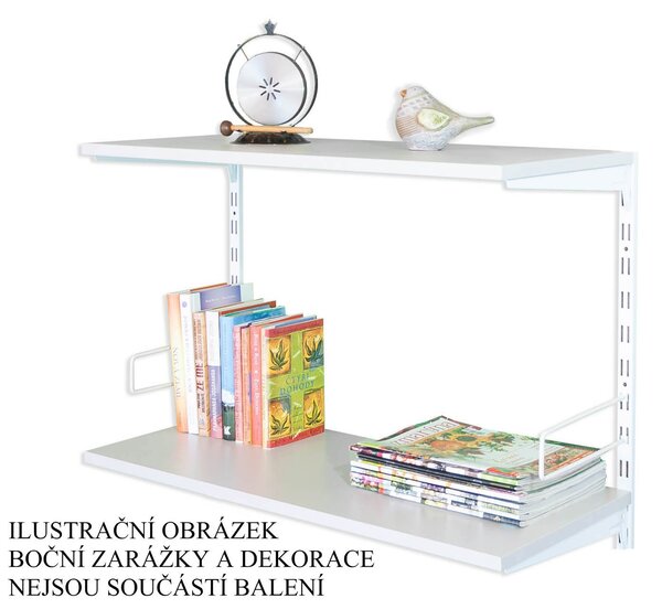 Biedrax Nástěnný regál základní 20 x 60 x 50 cm, bílý - 2 police šedá