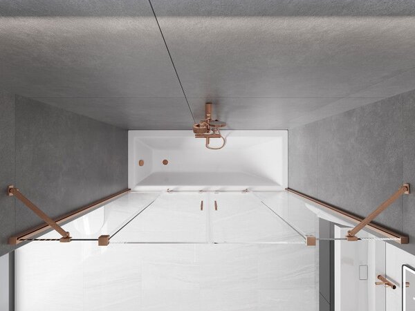 Mexen Velar Duo vana paraván 2-křídlý posuvný 200 x 150 cm, transparentní, kartáčovaná měď - 896-200-000-02-65