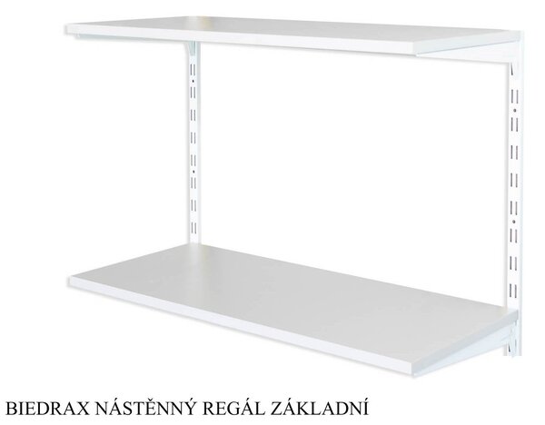 Biedrax Nástěnný regál základní 20 x 60 x 50 cm, bílý - 2 police šedá