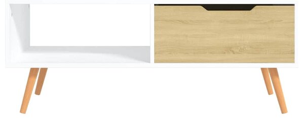 Konferenční stolek bílý a dub sonoma 100x49,5x43 cm dřevotříska 326791