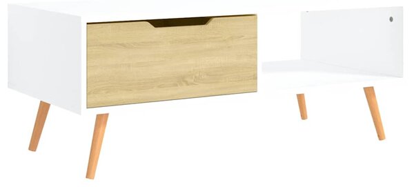 Konferenční stolek bílý a dub sonoma 100x49,5x43 cm dřevotříska 326791
