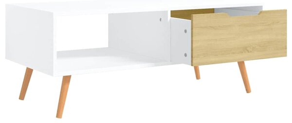 Konferenční stolek bílý a dub sonoma 100x49,5x43 cm dřevotříska 326791