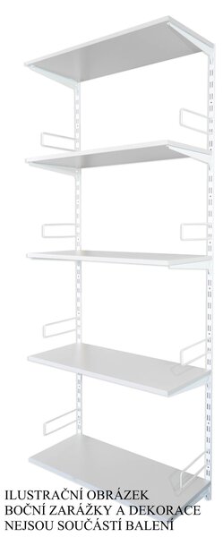 Biedrax Nástěnný regál přídavný 20 x 60 x 200 cm, bílý - 5 polic šedá
