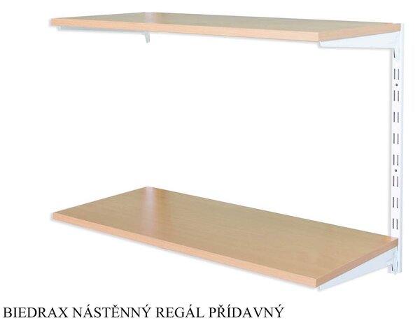 Biedrax Nástěnný regál přídavný 20 x 40 x 50 cm, bílý - 2 police buk