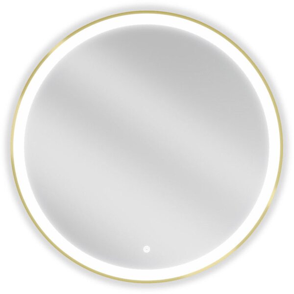 Mexen Esso osvětlené koupelnové zrcadlo, kulaté 80 cm, LED 6000K, protimlhové, zlatý rám - 9825-080-080-611-50