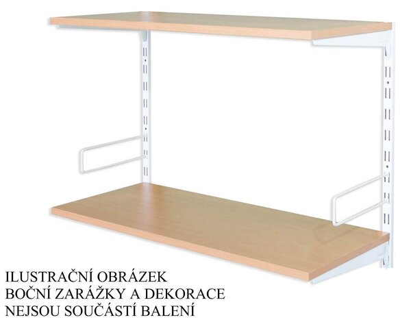 Biedrax Nástěnný regál přídavný 20 x 40 x 50 cm, bílý - 2 police buk