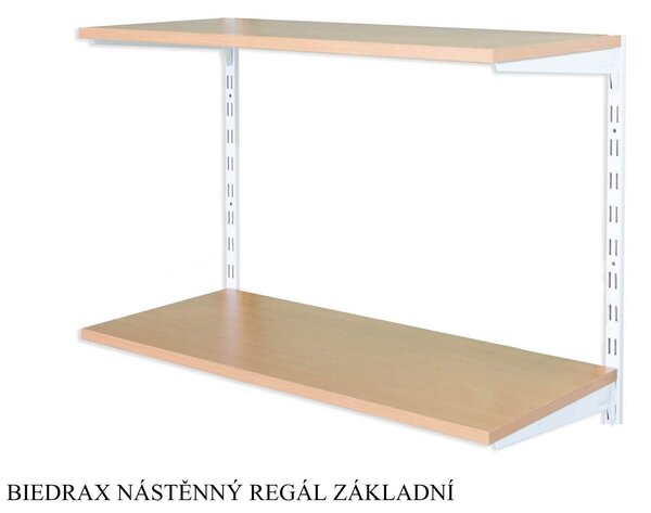 Biedrax Nástěnný regál základní 20 x 40 x 50 cm, bílý - 2 police buk