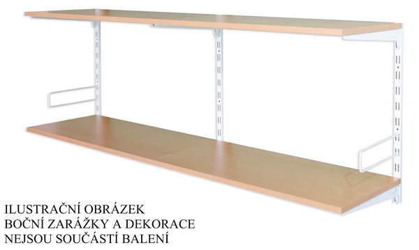 Biedrax Nástěnný regál přídavný 20 x 40 x 50 cm, bílý - 2 police buk
