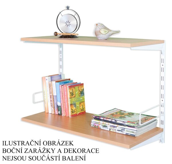 Biedrax Nástěnný regál přídavný 20 x 40 x 50 cm, bílý - 2 police buk