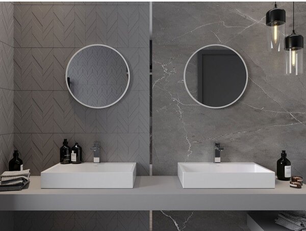 Mexen Loft koupelnové zrcadlo kulaté 30 cm, bílý rám - 9850-030-030-000-20