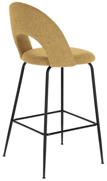 Hořčicově žlutá látková barová židle Kave Home Mahalia 63 cm