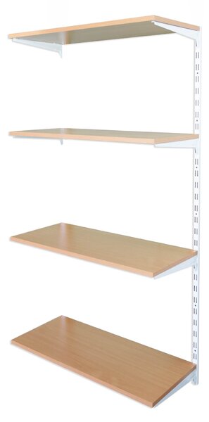 Biedrax Nástěnný regál přídavný 30 x 40 x 150 cm, bílý - 4 police buk