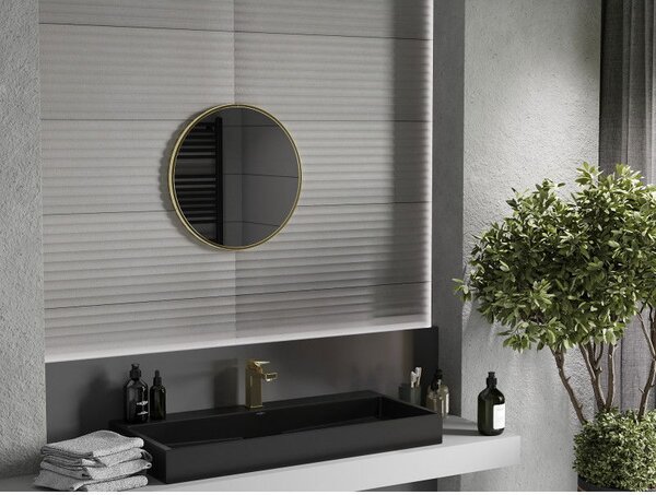 Mexen Loft kulaté koupelnové zrcadlo 30 cm, zlatý rám - 9850-030-030-000-50