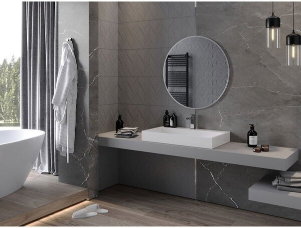 Mexen Loft kulaté koupelnové zrcadlo 80 cm, rám inox - 9850-080-080-000-10