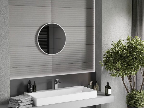 Mexen Loft koupelnové zrcadlo kulaté 30 cm, bílý rám - 9850-030-030-000-20