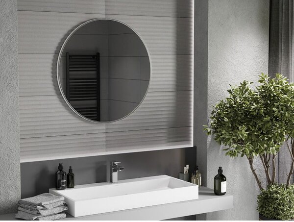 Mexen Loft kulaté koupelnové zrcadlo 80 cm, rám inox - 9850-080-080-000-10