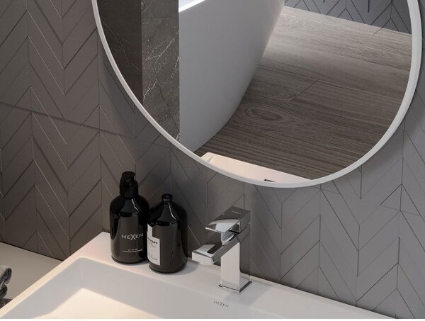 Mexen Loft koupelnové zrcadlo kulaté 30 cm, bílý rám - 9850-030-030-000-20