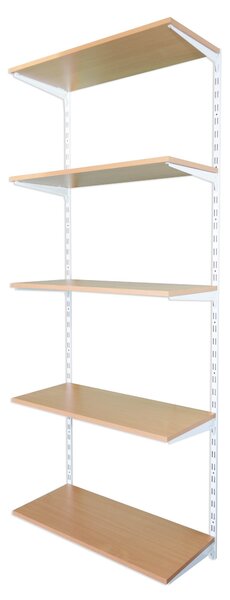 Biedrax Nástěnný regál základní 20 x 40 x 200 cm, bílý - 5 polic buk