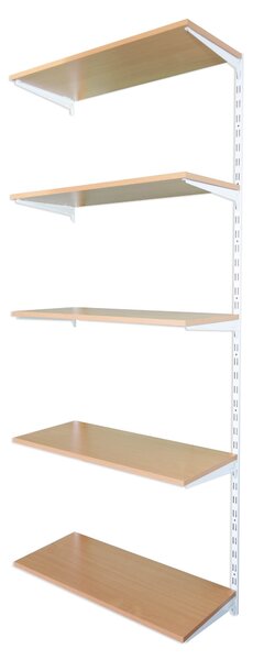 Biedrax Nástěnný regál přídavný 25 x 40 x 200 cm, bílý - 5 polic buk