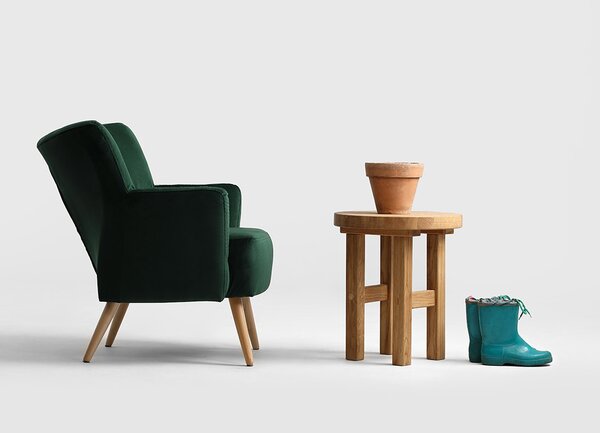 Nordic Design Smaragdově zelené sametové křeslo Gustic
