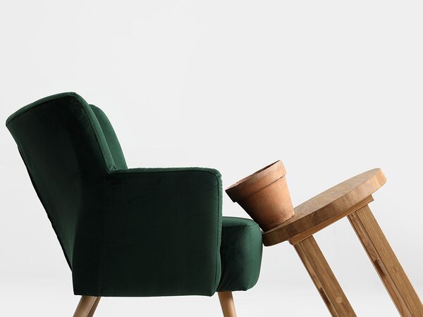 Nordic Design Smaragdově zelené sametové křeslo Gustic