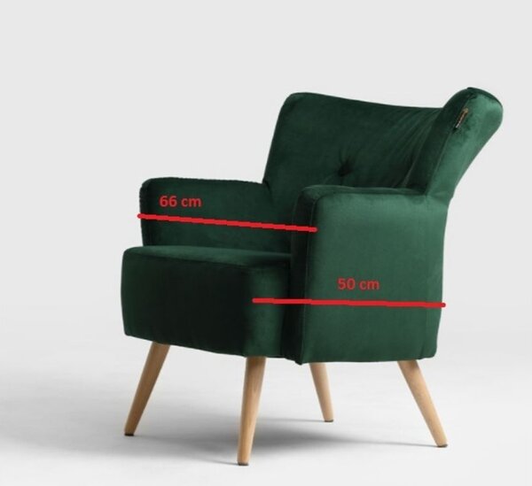 Nordic Design Smaragdově zelené sametové křeslo Gustic