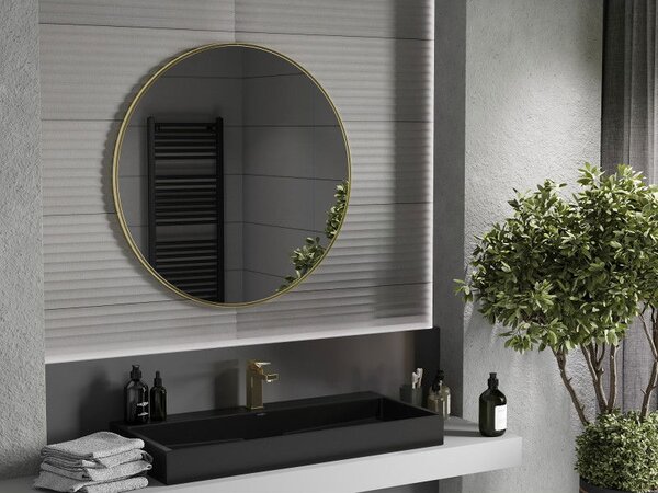Mexen Loft koupelnové zrcadlo kulaté 90 cm, zlatý rám - 9850-090-090-000-50