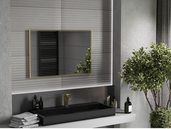Mexen Loft obdélníkové koupelnové zrcadlo 90 x 60 cm, zlatý rám - 9852-090-060-000-50