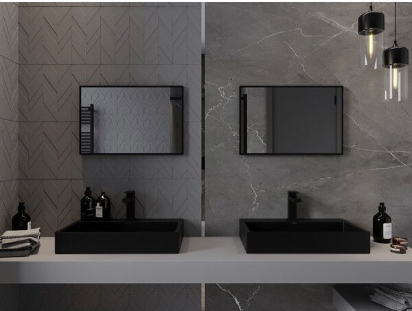 Mexen Loft koupelnové zrcadlo obdélníkové 60 x 40 cm, černý rám - 9852-060-040-000-70
