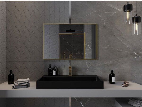 Mexen Loft obdélníkové koupelnové zrcadlo 90 x 60 cm, zlatý rám - 9852-090-060-000-50