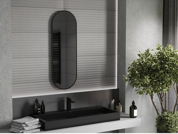 Mexen Loft oválné koupelnové zrcadlo 100 x 35 cm, černý rám - 9851-100-035-000-70