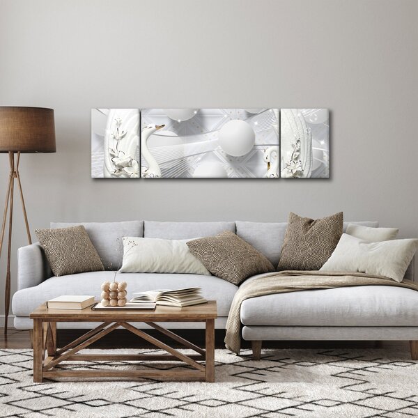 Obraz - Zlatá labuť na vodě (170x50 cm)