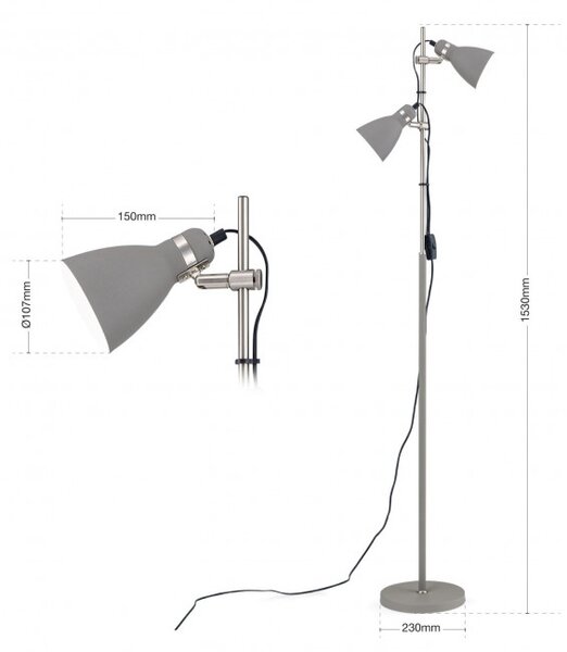 Orion Stl12-1179/2-Grau Stojací lampa SCHOOL ŠEDÁ