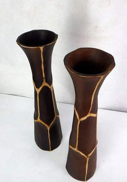 Váza AMIKA, 50cm, exotické dřevo, ruční práce, Thajsko