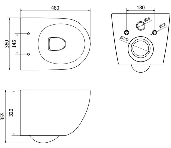 Mexen Lena WC mísa Rimless s pomalu padací deskou slim, duroplast, bílá/černý vzor - 30224095