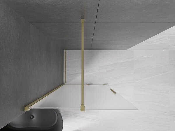Mexen Velar sprchová stěna posuvná Walk-in 80 x 200 cm, mat 8 mm, zlatá kartáčovaná - 871-080-000-33-55