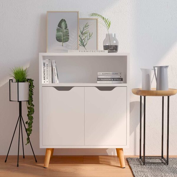 Příborník bílý s vysokým leskem 60x30x72 cm kompozitní dřevo 326828