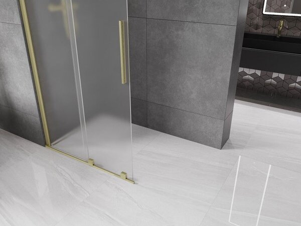 Mexen Velar sprchová stěna posuvná Walk-in 80 x 200 cm, mat 8 mm, zlatá kartáčovaná - 871-080-000-33-55