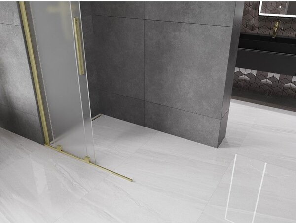 Mexen Velar sprchová stěna posuvná Walk-in 80 x 200 cm, mat 8 mm, zlatá kartáčovaná - 871-080-000-33-55
