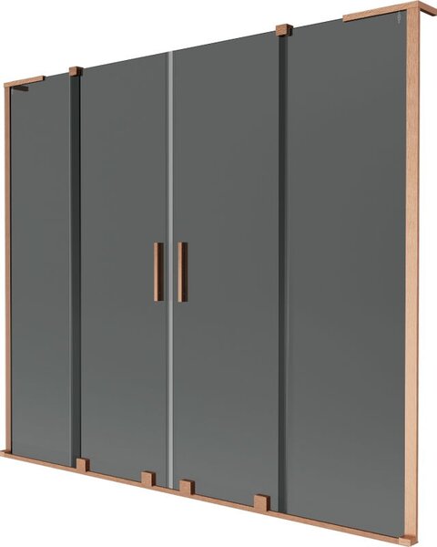 Mexen Velar L Duo vanová zástěna dvoukřídlá posuvná 170 x 150 cm, grafit, kartáčovaná měď - 896-170-003-42-65