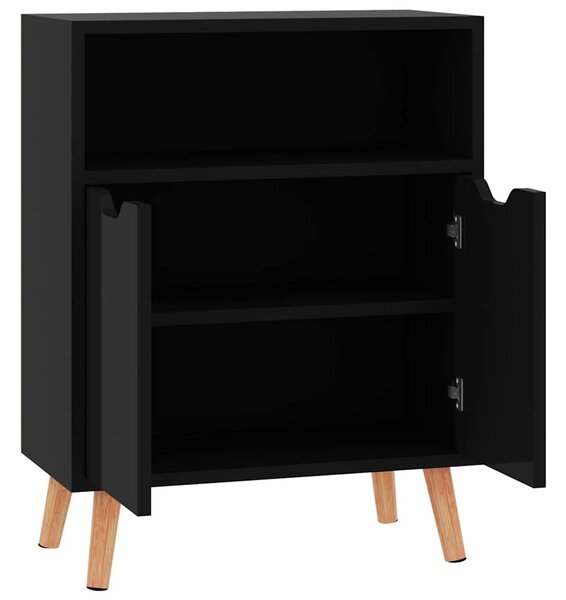 Příborník černý s vysokým leskem 60x30x72 cm kompozitní dřevo 326829