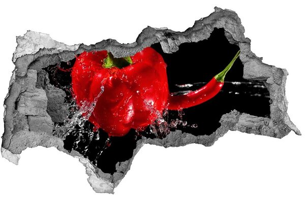 Nálepka 3D díra na zeď Červené papriky nd-b-14662638